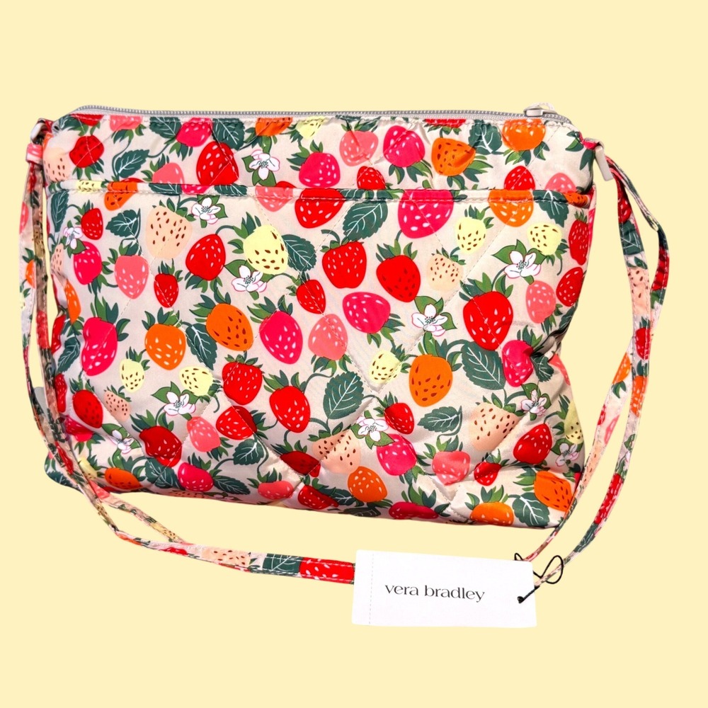 Vera Bradley Crossbody Bag Women Cream Strawberry Print NWOT Cottagecore Purse